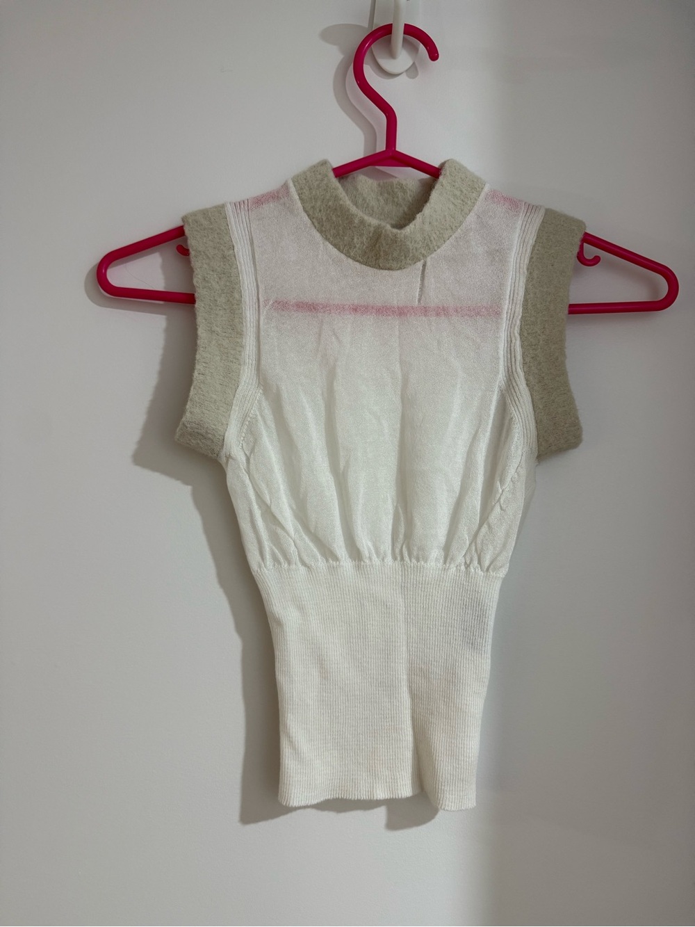 Jacquemus White Tank Top with Light Olive Trim